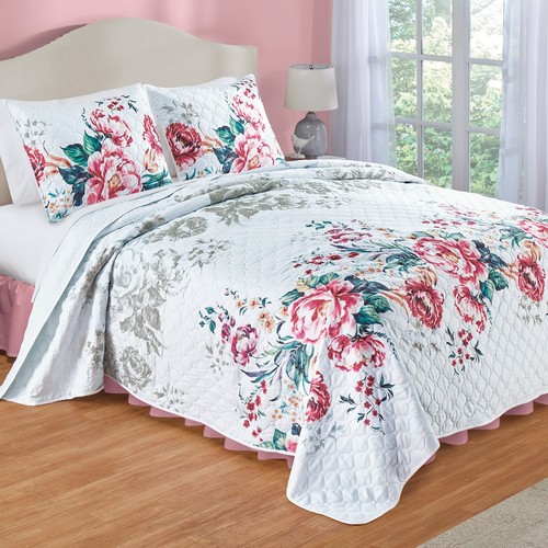 Elegant Roselle Colorful Roses Design Oversized Quilt - Picture 2 of 2