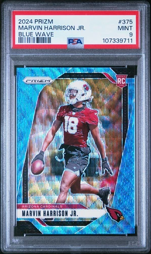 2024 PANINI PRIZM BLUE WAVE #375 MARVIN HARRISON JR. 75/230 PSA 9