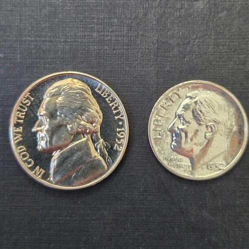 1952 Proof Set Partial with Dime and Nickel PQ cameo nickel scarce