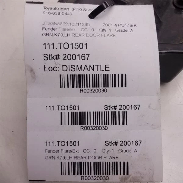 2001 TOYOTA 4RUNNER SR5 MOLDURA DA PORTA TRASEIRA DO LADO DO MOTORISTA - Imagem 4 de 4