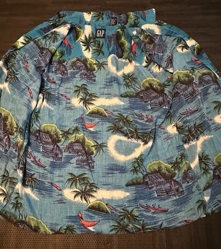 Camisa vintage de los 90’s GAP Hawaiian Flower tropical AOP para hombre XL abotonada limpia usada en excelente estado - Imagen 7 de 9