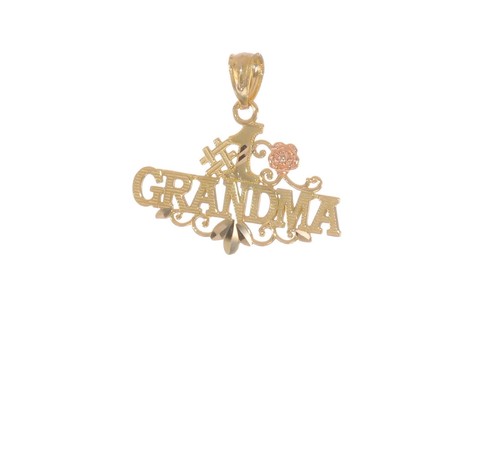 14K Gelb & Rotgold Glanzschliff #1 Oma mit Rosenanhänger - Video 1 von 1