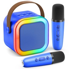 Mini Karaoke Machine for Kids Adults Portable Speaker with 2 Wireless Mics