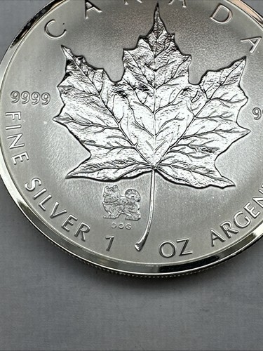 2006 CANADIAN $5 MAPLE LEAF 1 TOZ 0.9999 Fine Reverse PF Silver DOG PRIVY MARK - Picture 3 of 9
