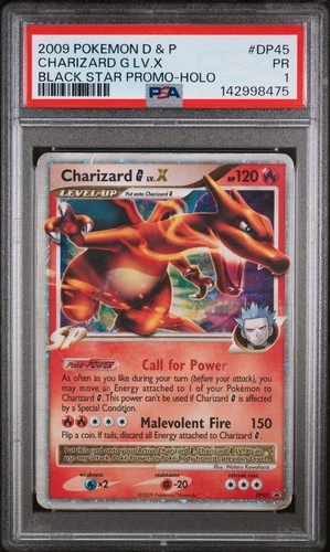 2009 POKEMON DIAMOND & PEARL BLACK STAR PROMO HOLO #DP45 CHARIZARD G LV.X PSA 1