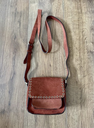 Isabel Marant Etoile Orange Suede Mela Eyelet Crossbody Bag - Picture 2 of 12