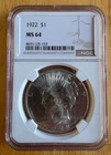 1922 PEACE SILVER DOLLAR MS64 NGC - Stunning Coin - won't last long!