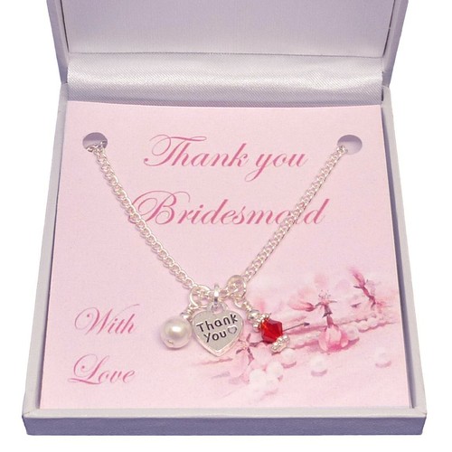 Thank You Regalos para Damas de Honor O Flor Niñas. Piedra Nacimiento Collares - Imagen 9 de 12