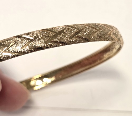 Vintage FAS geätztes Gold über Sterlingsilber Armreif Armband Riegel 6 mm oval 7,25 Zoll - Bild 4 von 22