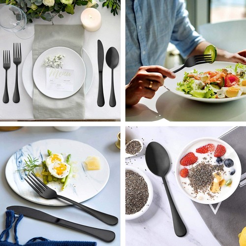 40 Piece Matte Black Silverware Set, Stainless Steel Black Flatware Cutlery S... - Bild 6 von 7