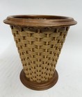BEREA COLLEGE KY Woven WASTE BASKET, Appalachian Student Craft, 13" Wood/Cane