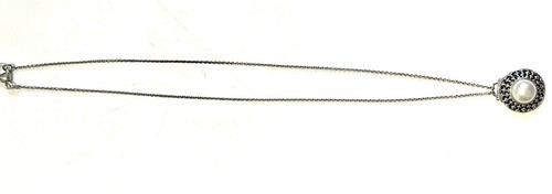 PRE-OWNED STERLING SILVER WHITE CULTURED PEARL NECKLACE, 18” - Picture 3 of 6