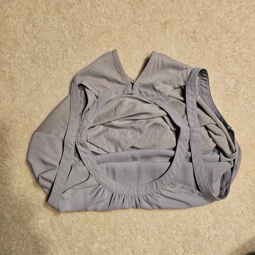 Express Chiffon vorne gesmoktes Göttin Ausschnitt Tank Top grau silber Medium - Bild 5 von 11