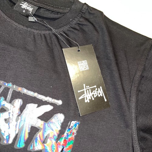 Stussy Stock Kaleidoscope T Shirt Mens Small Black Fuzzy Dice Graphic Grunge Y2K - Picture 4 of 9