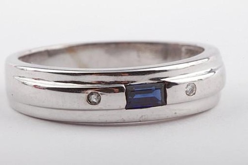 Saphir Brillant Diamant Ring 585 14K Weißgold WG Gr. 53 * - Bild 2 von 8
