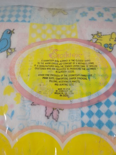 New Vintage Baby Patch Storktex Acrylic Crib Blanket 36” X 45” Animal Satin Trim - Picture 7 of 10