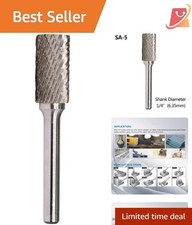 Tungsten Carbide Burr Rotary File Cylindrical Double Cut 1/4'' Shank 1/2'' Cu...