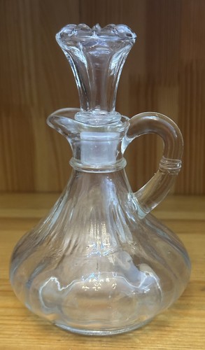 VTG Clear Glass Oil Vinegar Bottle w Stopper 5.5” X 4” Mass Caster Altar Cruet - Picture 8 of 12