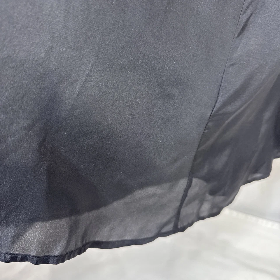 Женщины M/L шелк сорочка скольжения чистый назад молнии черный колена Midi длины трапеции - Изображение 2 из 4