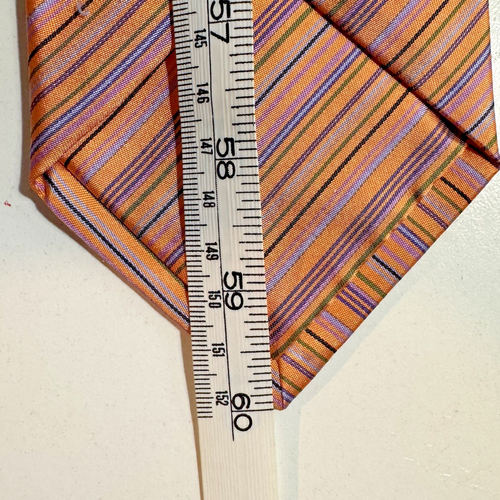 Men Classic Tie Orange Multicolour Diag Stripe 100% Silk 9.5cmW 160cmL DeclicGDP - Picture 7 of 8