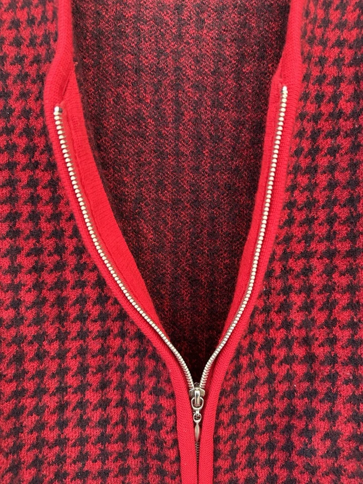 Vintage Studio Works Red Houndstooth Womens Zip Up Vest Size Large - Image 4 of 4