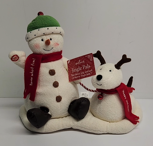 Peluche musical animado Hallmark Jingle Pals muñeco de nieve y perro 2004 funcionando - Vídeo 1 de 1