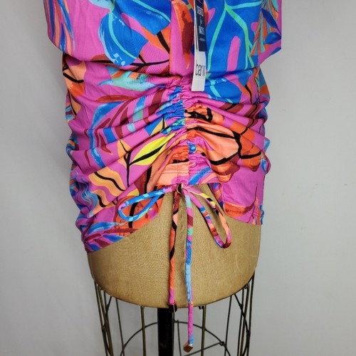 Bar III Size XL NEW Swim Cover-up Paradise Palms Floral Pink Elastic Adjustable - Bild 6 von 11