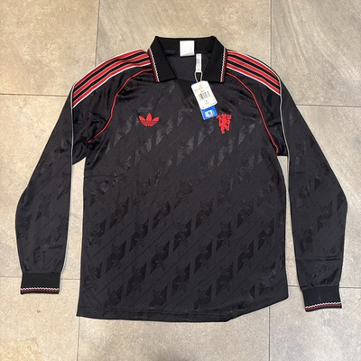 #ad Manchester United Jersey Men L Large Black Red Devils Originals Adidas Soccer $66.99