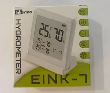 Inkerma Hygrometer Digital - Model EINK-7 - White - Emoji based comfort displa