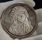 5 oz Silver Coin  $50 The Silver Chief Running Antelope .999 Fine Silver.