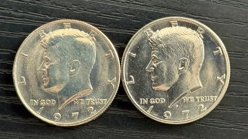 1972 P-D Kennedy Half Dollar 50c CLAD AU Coins (2) - ME5216
