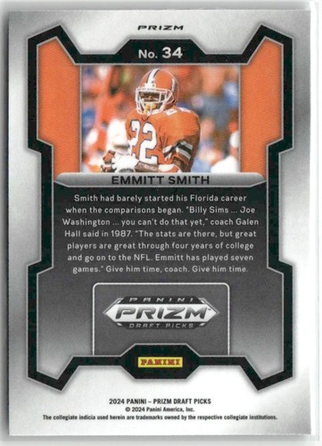 Emmitt Smith 2024 Panini Prizm Draft Picks Silver Florida Gators #34 - 第 2/3 張圖片