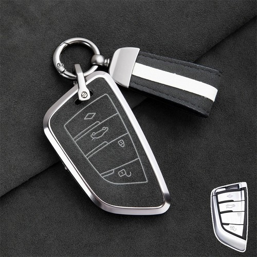 Zinc Alloy Suede Leather Car Key Case Cover For BMW 4 5 6 7 F15 X2 X4 X5 X6 X5M - Picture 3 of 18
