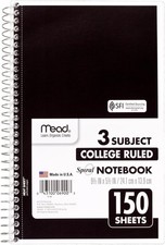 Mead Small Spiral Notebook, 3-Subject, College Ruled Paper, Small, Assorted 