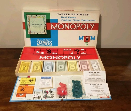 Juego de mesa Parker Brothers Monopoly 1961 vintage con instrucciones incompletas - Imagen 2 de 14