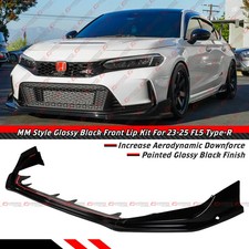 For 2023-26 Honda Civic Type R Fl5 Mm Style Gloss Black Front Bumper Lip Spoiler