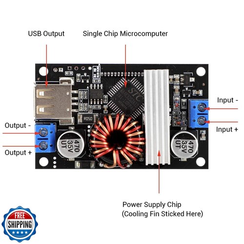 DROK Adjustable Voltage Regulator, DC Buck Boost Converter 6-30V to 0.5-30V 4 - Picture 3 of 5