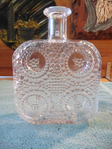 Vtg Riihimaen Lasi Nanny Still Grapponia Bottle Vase Clear Glass Finnish Made - Picture 5 of 8