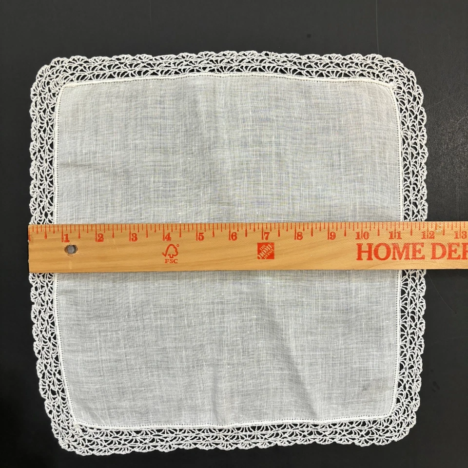 Pañuelo de encaje de ganchillo de lino para novias novia boda casa de campo núcleo vintage delicado Foto 2 de 4