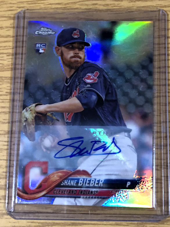 2018 Topps Chrome Update SHANE BIEBER Refractor Rookie Auto Indians Guardians RC