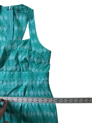 Title Nine Trouble Racerback Dress Pocket Turquoise Geometric Quick Dry Sz 10 - Picture 10 of 17