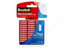 Scotch Reusable Strips For Lightweight Mounting  1"x3"  12 Clear Strips