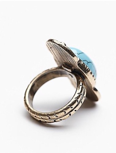 Free People Rings New Moon Ring Turquoise Brass Size 5.75 Women's Jewelry - Picture 3 of 3