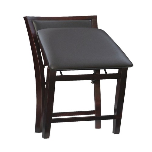 Foldable Wood Counter Bar Stool Padded Backrest Seat Dining Kitchen Table Chair - Picture 3 of 14