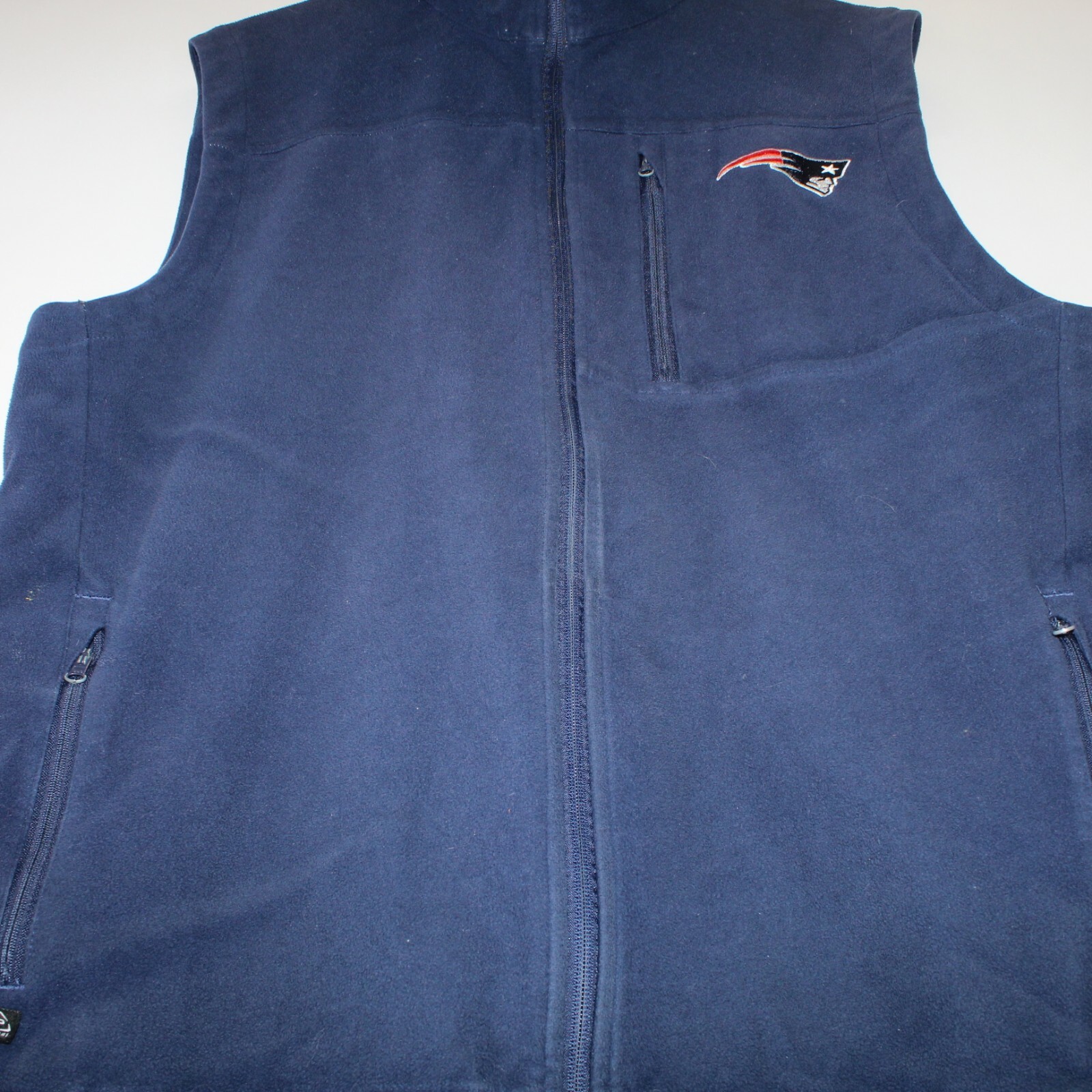 New England Patriots Men's L Blue Full Zip NFL Equipment Lined Vest Jacket Coat - Picture 3 of 8