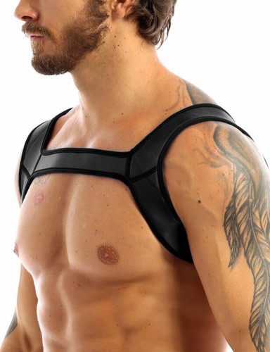 Men's Halter Body Chest Harness Adjustable Belt with O-rings Clubwear Costume - Picture 106 of 150