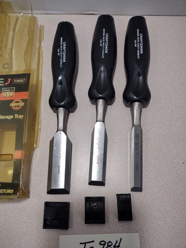 Vtg 3-Piece Craftsman Wood Chisel Set 936857 ½, ¾ &1” Metal Cap Ergonomic (984) - Picture 2 of 15