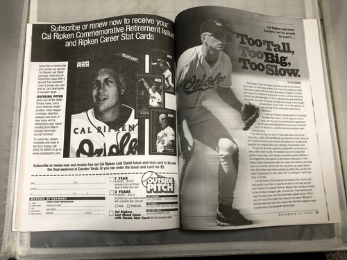 Orioles Outside Pitch Magazine November 2, 2001 Cal Ripken Commemorative- B10 - Imagen 8 de 12