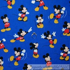 BonEful FABRIC Cotton Quilt Blue Red White Disney Mickey Mouse Kid LAST NR SCRAP