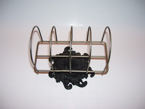 Vintage Cast Aluminum Wire Desk Organizer Letter Bill Holder - Picture 2 of 4